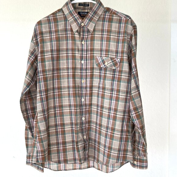 Arrow Brigade Long Sleeve Button Up Plaid Vintage Shirt Large - Picture 2 of 7